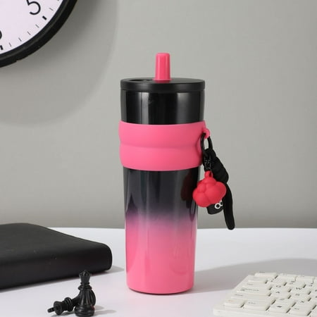 

zhangxinan Women s large-capacity thermos cup car-mounted 316 stainless steel coffee accompanying ice-proof cup boy s children s straw water cup