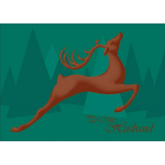 Sunrise Greetings Leaping Reindeer Christmas Card for Husband