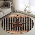 thumbnail image 2 of Texas Star Plaid 3ft Area Rug, Farmhouse Black Brown Texas Vintage Washable Non-Slip Small Round Rugs for Entryway Bedroom Kitchen, Soft Circle Carpet for Dining Room, Playroom Nursery Rug, 2 of 9