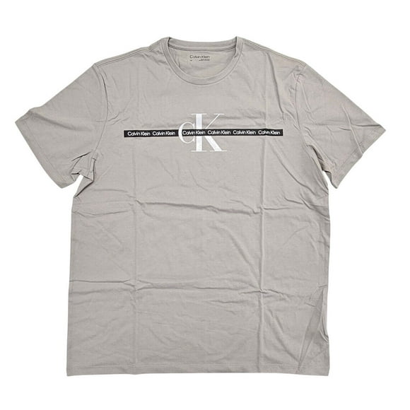 Calvin Klein Logo Stripe Men's T-shirt - 40BC818 (Ash 060, XL)