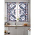 thumbnail image 4 of Bohemian Sheer Curtains 2 Panels Set Vintage Tribal Boho Floral Monaco Ethnic Style Blue Lihgt Filtering Rod Pocket Voile Drape, Semi Sheer Window Curtains for Bedroom Living Room, 52"x72", 4 of 5