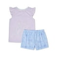 thumbnail image 2 of Disney Frozen 2 Girls Ruffle Short Sleeve Top and Shorts, Classic 2-Piece Pajama Set, Sizes 4-10, 2 of 3