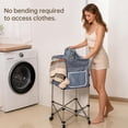 thumbnail image 2 of 35.9" Tall Laundry Cart with Wheels, No-Bend Rolling Laundry Basket, Stable Stainless Steel Frame, Collapsible Laundry Hamper for Bathroom, Dorm & Bedroom, 2 of 6