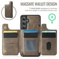 thumbnail image 3 of Dteck for Samsung Galaxy S25 Magnetic Case with Detachable Wallet Card Holder, Compatible with MagSafe, RFID Blocking Credit Slots Kickstand Shockproof Phone Cover for Women Men,Coffee, 3 of 6