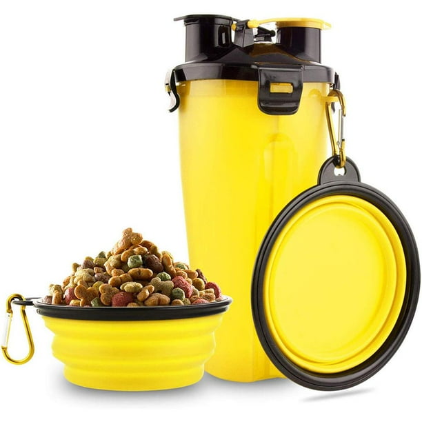 freestylehome 2in1 Dualuse Pet Water Bottle Portable Dog Food Container Outdoor Pet Feeder