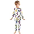 thumbnail image 3 of joogoo Grapes Pattern 2 Piece Long Sleeve Tee and Pants Cotton Pajama Set 8Y, 3 of 7