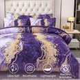 thumbnail image 6 of PERFEMET 6 Pcs Queen Size Comforter Sets Purple Watercolor Marble Bedding Luxury Retro Style Bed in a Bag Bed Set with Sheets for All Season, 6 of 10