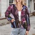 thumbnail image 3 of Jackets for Women Winter Coat Jackets Flannel Stand Collar Jacket(Purple Floral Bird Print,Size:S-4XL), 3 of 7