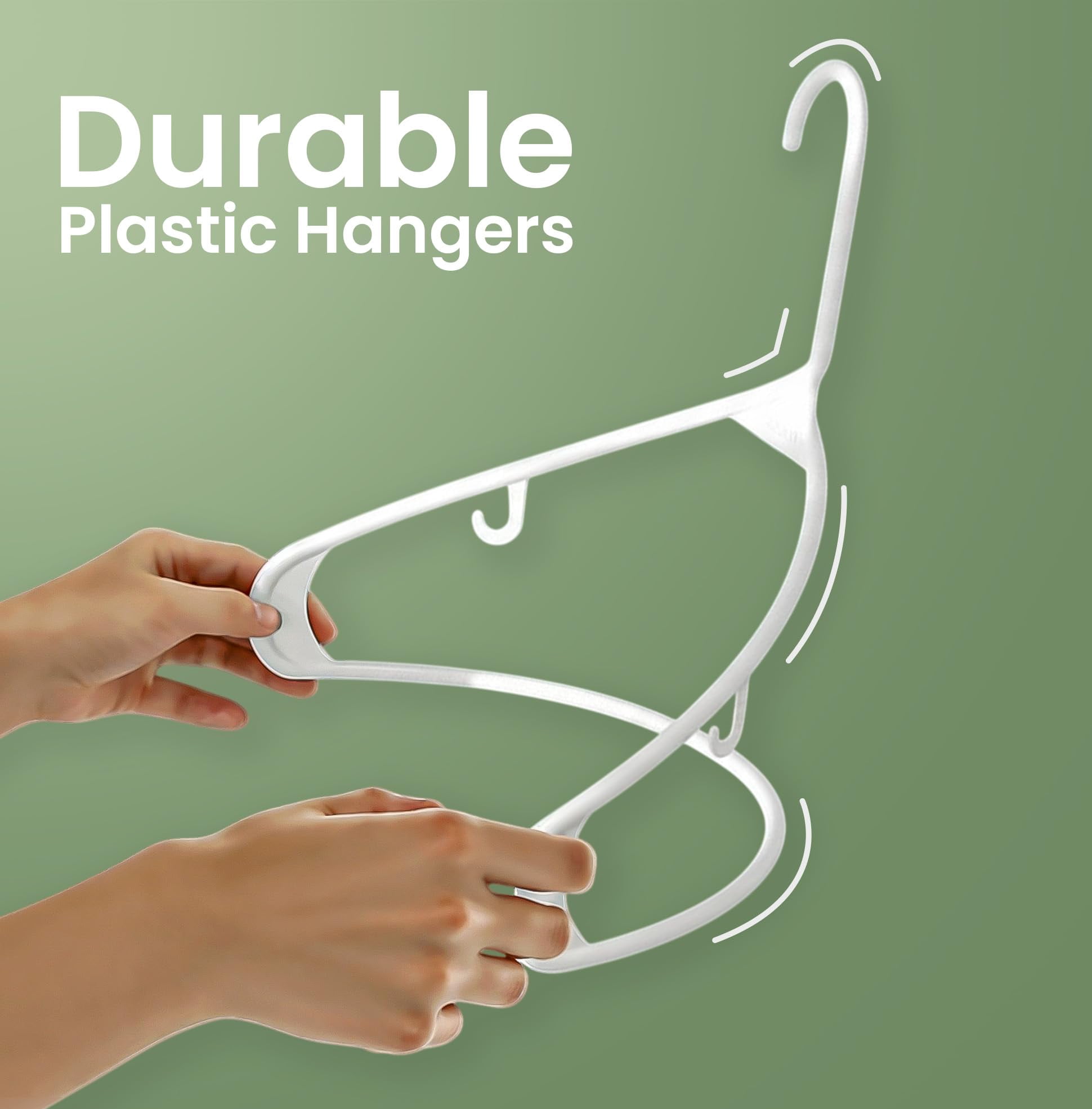 Plastic Hangers 20 Pack - Space Saving Clothes Hanger - Durable & Strong Closet Organizers and Storage with Built-in Strap Hooks - Essential for Shirts, Pants, Skirts & Coats
