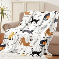 Cat Blanket Animals Pet Print Throw Blanket Cat Gifts for Cat Lovers Soft Flannel Throw Blanket Lightweight Fluffy Plush Fuzzy Bed Blanket for Couch 50"X60"