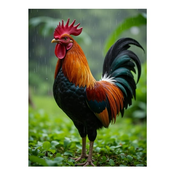 Diamond Art Kit for Adults, Rooster Rain Colorful Plumage Diamond Painting for Adults Beginners, 5D DIY Diamond Art Painting Kits, Colorful Diamond Painting Craft for Home Decor 12x16