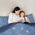 thumbnail image 5 of Homewish Cartoon Outer Space Bedding Comforter Set, Astronaut Rocket Planet Twin Comforter Sets, Teens Kids Boys Girls Reversible Bedding Set, Luxury Bedroom Decor, 2 Pieces, 5 of 8