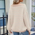 thumbnail image 2 of Womens Off the Shoulder Sweater 2025 Fall Winter Long Sleeve Striped Sweater Oversized Knitted Pullover Tops  L, 2 of 6