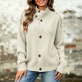 thumbnail image 3 of Rrxhxhs Cardigan Sweaters for Women Solid Color Funnel Neck Button Front Long Sleeve Warm Casual Knit Cover Up, 3 of 6