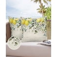 thumbnail image 6 of Pack of 2 Outdoor Pillow Covers, Watercolor Eucalyptus Leaves Lemon Sage Green Linen Pattern Waterproof Square Throw Pillowcase Cushion Decorative Pillow Covers for Couch Patio Tent, 18x18 in, 6 of 6