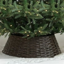YIFUNIN 60cm Rustic Christmas Tree Collar, Woven Wicker Tree Base Stand Cover for Artificial Holiday Decoration Ring Skirt Basket