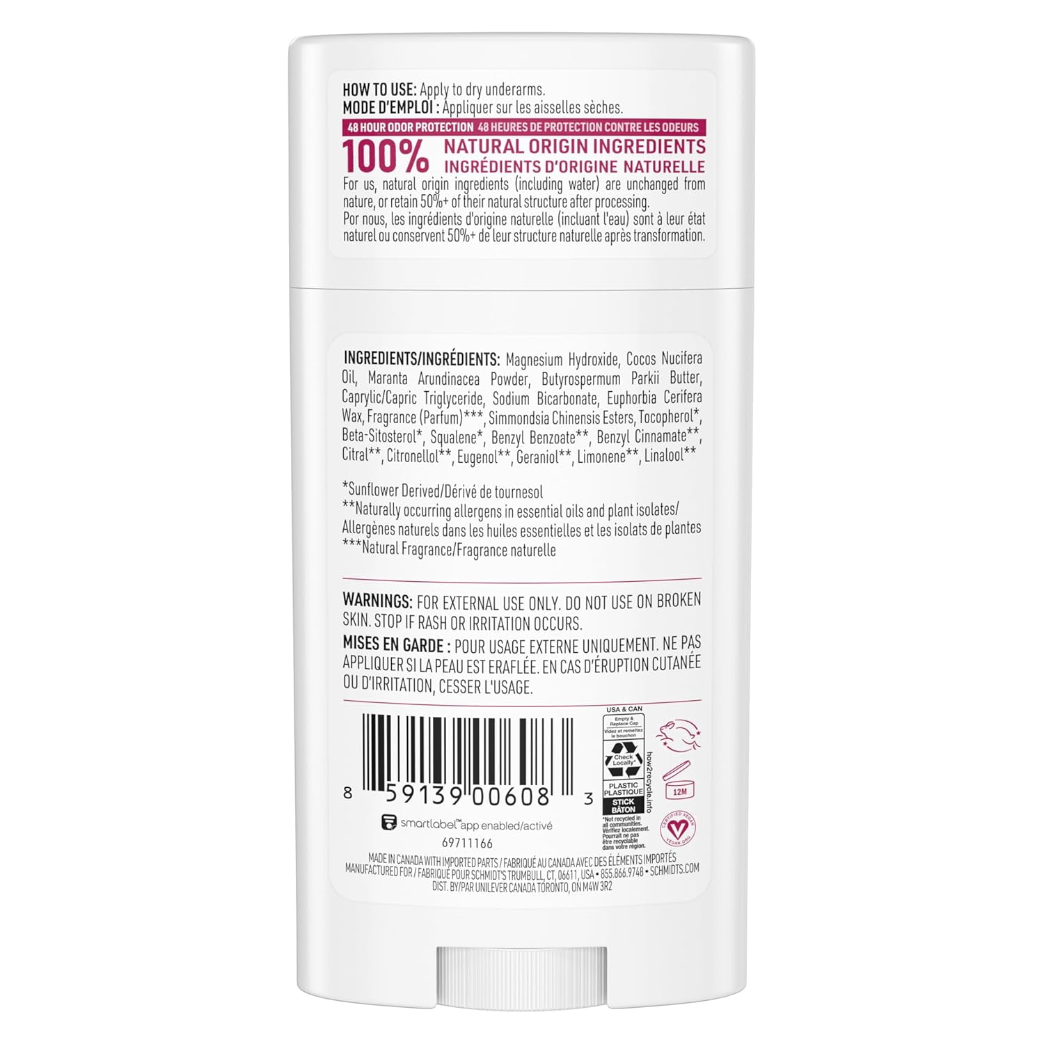 Schmidt's Deodorant, Rose and Vanilla, 2.65 oz