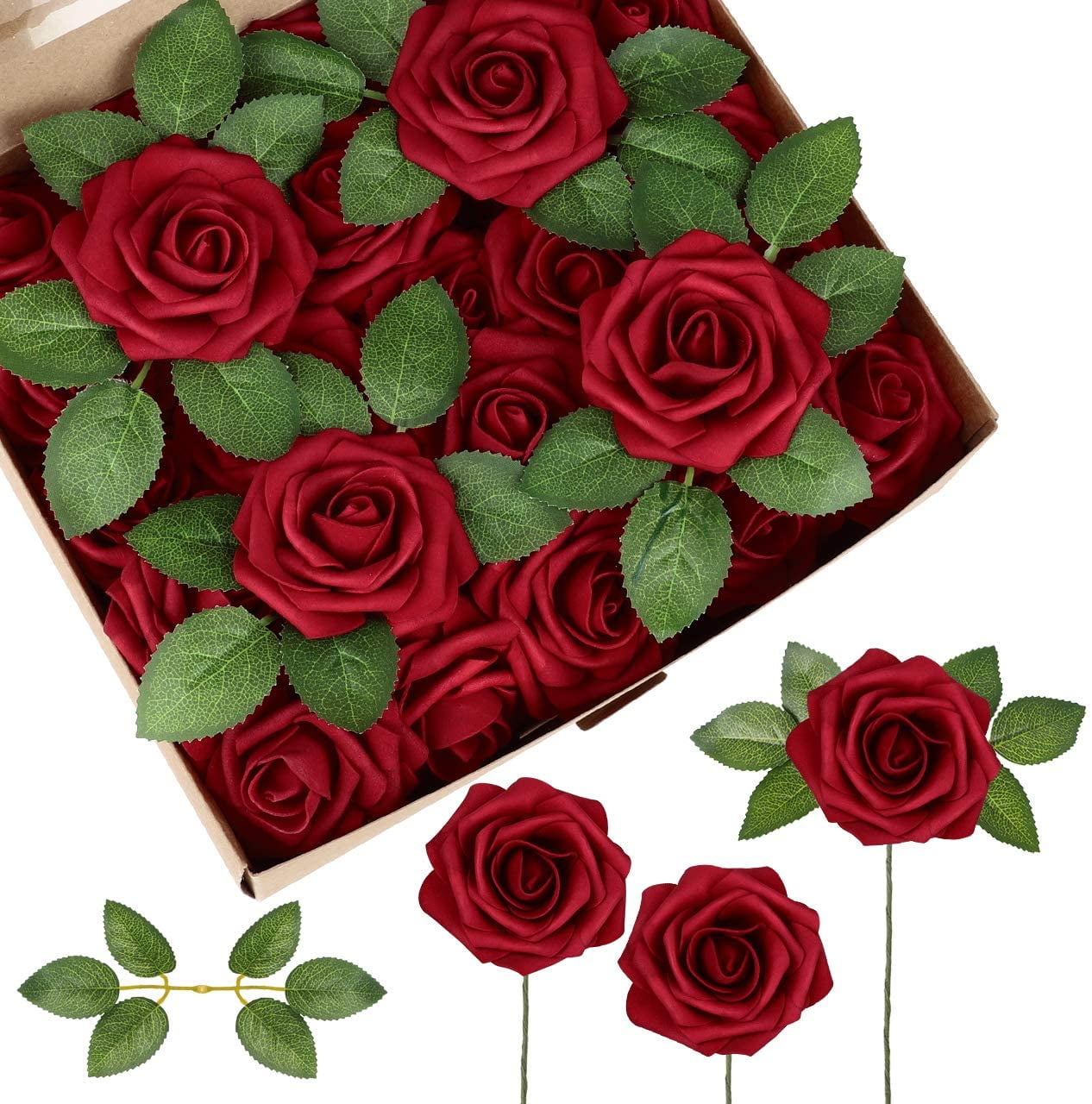 50 PCS Foam Roses Artificial Flower Wedding Bride Bouquet Party Decor DIY SI 