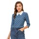 thumbnail image 1 of Disfraz de Halloween Allegra K Blusa Polka Dots con cuello Peter Pan 3/4 mangas Gris azul L, 1 of 5