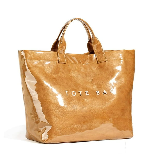 Bolso KAMEILONG para mujer, tamaño grande, estampado de letras de PVC, color marrón