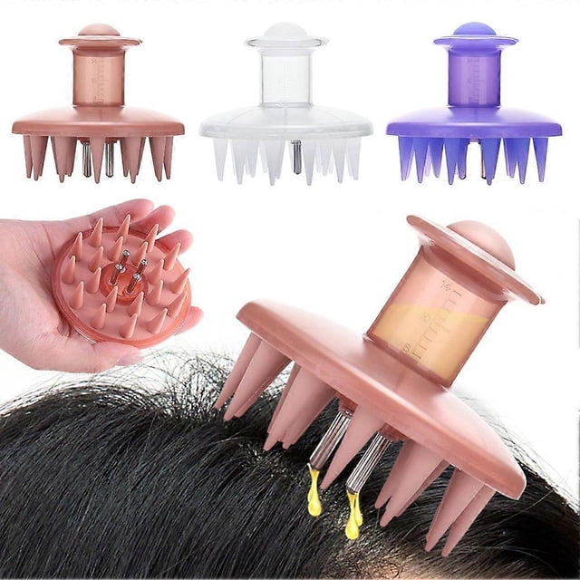 Silicone Scalp Massage Brush with Liquid Dispenser for Hair Growth, Dandruff Removal & Relaxation, Men & Women