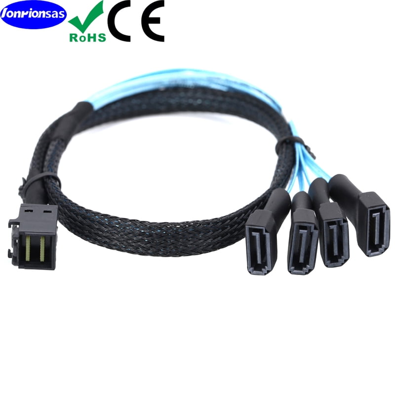 LONRIONSAS#Internal Mini SAS HD SFF-8643 cord to 4 SATA 7P male server cable