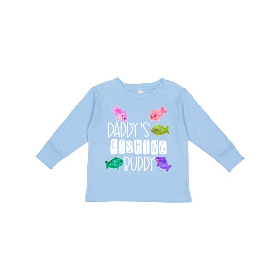 Inktastic Daddy's Fishing Buddy with Colorful Fish Boys or Girls Long Sleeve Toddler T-Shirt