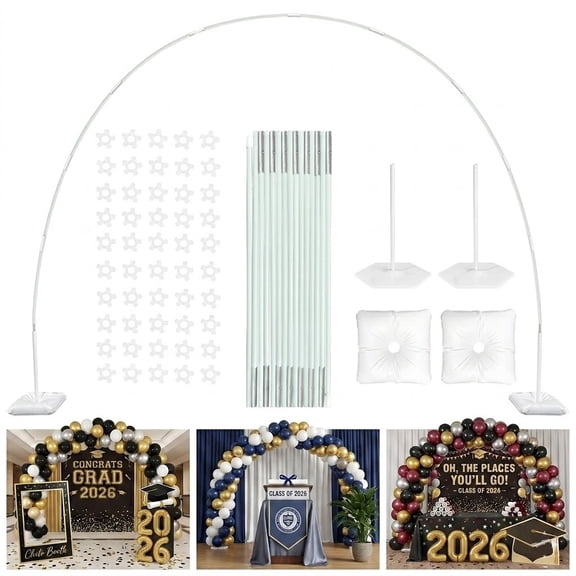 YALLOVE Balloon Arch Stand Kit, 10 FT Wide & 7.5 FT Hight Adjustable Arch Stand for Birthday, Wedding, Baby Shower & Graduation Party Backdrop, Not Include Balloons