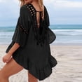 thumbnail image 4 of qelini Beach Cover up for Women Long Sleeve Cardigan Cover Up Solid Color Cover Up Tunic Summer Beach Vocation, 4 of 6