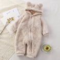 thumbnail image 3 of Thick Warm Baby Rompers Cute Winter Infant Jumpsuits Hooded Coral Fleece Bear Shape Newborn Soft Pajamas Overalls Clothing, 3 of 6