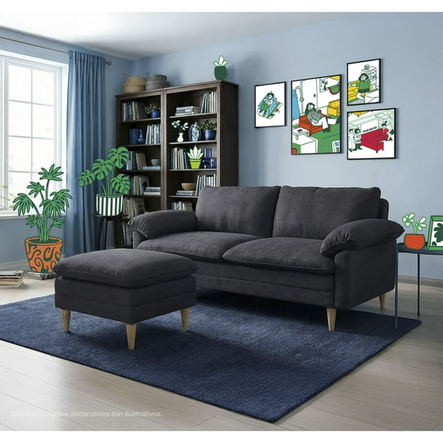 Sofá Cama Makora Remmy Oxford Velvet Memory Foam con Respaldo Reclinable