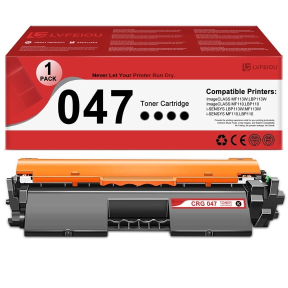 1 Pack Black 047 Toner Cartridges Compatible for Canon CRG-047 047 Toner Cartridge use with Imageclass / i-sensys LBP113W MF113W MF110 LBP110 Printer Cartridges