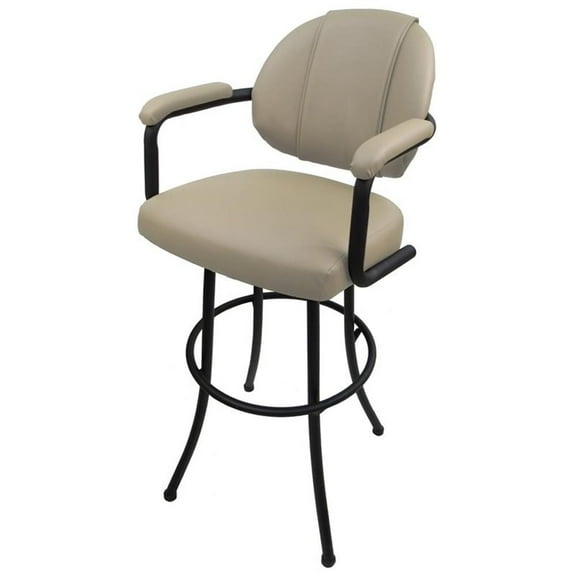 Tobias Designs 30" Vinyl Upholstered Swivel Bar Stool in Ocean Beige and Black