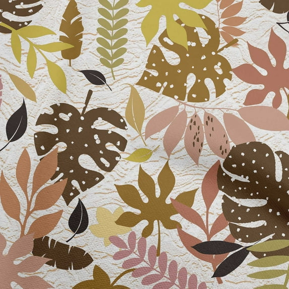 oneOone Cotton Cambric Dark Mustard Fabric Leaves Sewing Material Print Fabric By The Yard 56 Inch Wide