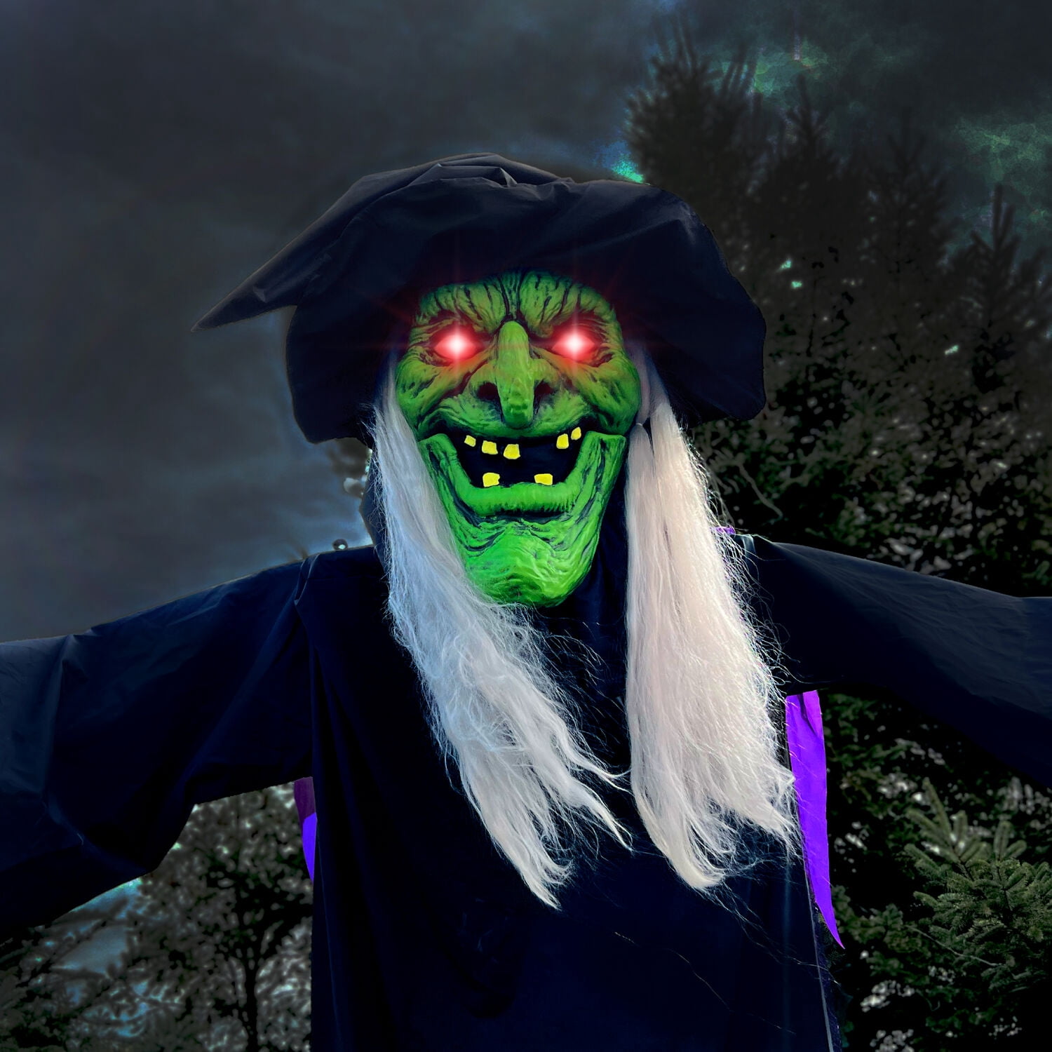 Haunted Hill Farm 15 ft Animatronic Witch with Lights and Sound, Outdoor Halloween Decoration, HHWITCH-48FLSA