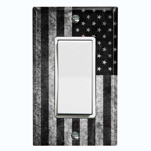 Metal Light Switch Plate Cover U.S. Flag Gray FLG002
