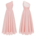 thumbnail image 1 of Alvivi Robe de Demoiselle d'Honneur pour Enfants, Fille de Fleurs, Chiffon Froncé, Mariage Fête, Concours, Anniversaire, une Épaule, Robe de Bal, Rose, 12, 1 of 5