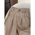 thumbnail image 3 of Straight Leg Plaid Print Pants, Elastic Waist With Pockets, Suitable For Office, Business, Vacation, Casual, Daily Wear, School, Travel, New Arrival, 3 of 8