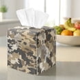 thumbnail image 3 of COEQINE Facial Tissue Box Holder PU Leather Creative Cube Tissue Holder Organizer Space Saving for Living Room, Kitchen, Office, Car, RV, Outdoor Tent, Brown Camouflage Camo, 3 of 7