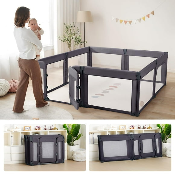 Cosola para bebés, tamaño extra grande, con puerta, 200 x 180 cm, color gris oscuro