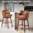 thumbnail image 2 of Pellebant Counter Height Bar Stools Set of 2 With Back and Footrest, Metal Frame,Brown, 2 of 8