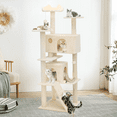 thumbnail image 4 of MoNiBloom 60" Cat Tree for Large Heavy Cat, Multi-Level Cat Tree Tower with Condos Padded, Beige, 4 of 11