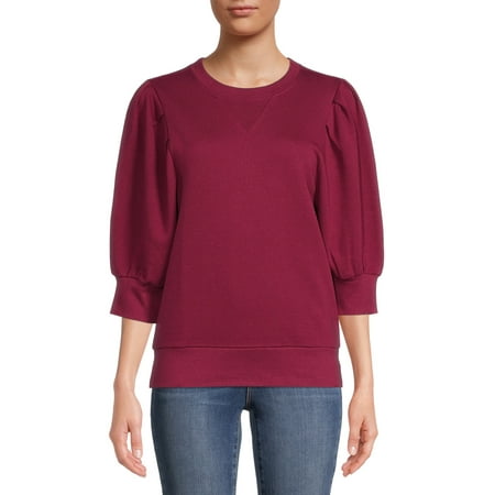 Time and Tru Women's Puff Sleeve Sweatshirt