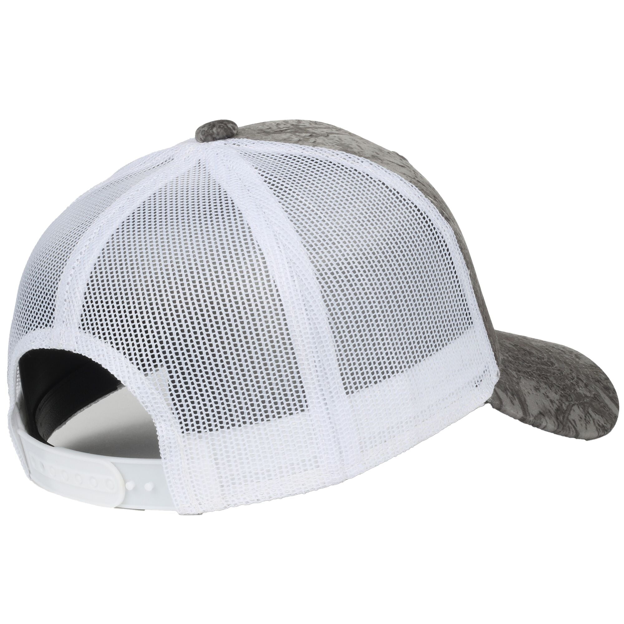 Realtree® Fishing WAV3 Grey Camo Trucker Hat – Structured Mid Profile Snapback, One Size