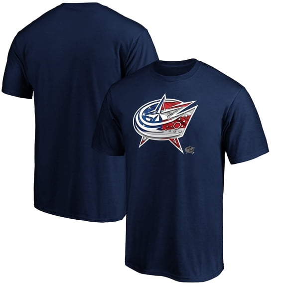 Men's Navy Columbus Blue Jackets Banner Wave Logo T-Shirt