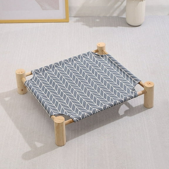 Cat and Dog Hammock Bed Wooden Cat Hammock Elevated Cooling Bed Detachable Portable Indoor Outdoor Pet Bed Suitable B