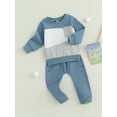 thumbnail image 3 of Wassery Toddler Baby Boy Autumn Winter Clothes Long Sleeve Contrast Color Patchwork Sweatshirt Pullover Tops + Joggers Pants Set Infant Boys 2Pcs Tracksuit Outfits 0-3 Years, 3 of 8