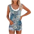 thumbnail image 2 of ICHUANYI Clearance Women's Personalized Printing Tops Sling Strap Vest Tops(Blue, M) ICHUANYI WER2023081108215, 2 of 5