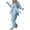 Light Blue, variant on felwors Womens Cotton Linen Set 2Pcs Summer Casual Long Sleeve Collar Button Down Shirt Elastic Waist Loungewear Pants(Green, L)