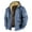 Blue, variant on Men's Print Fleece Lined Thickened Jacket with Zipper Hood - Casual Big Size Coat for Winter Fashion, Holiday Events, and Snow Sports, Great for Daily Wear,Army Green,L